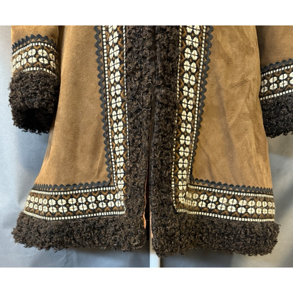 Vintage 70s Leather Penny‎ Lane Coat Embroidered Size S Hippie Boho Dan Di Modes - Picture 6 of 16